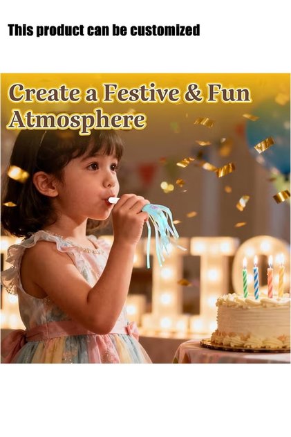 Iridescent Tassel Party Blowers Metallic Fringe Noise Makers, Festive Party Horns to Create Fun Atmosphere for Birthday Party