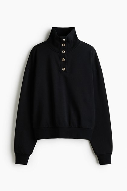 Üstte Düğmeli Sweatshirt