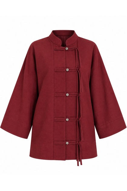 Design Button Detailed Kimono Shirt