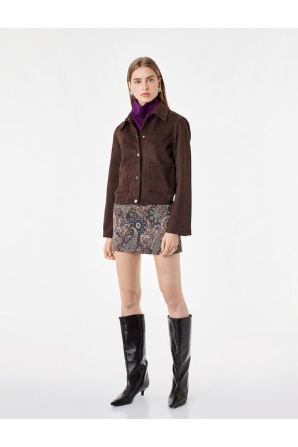 A-Line Slim Fit Floral Shawl Patterned Mini Skirt