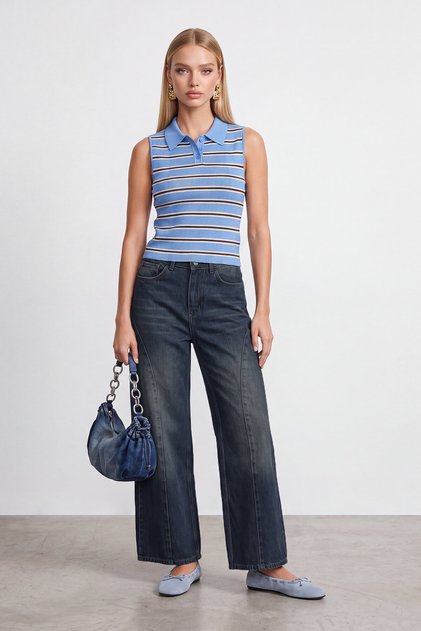 Antique Jean with Stitching Detail on the Front and Pocket on the Top