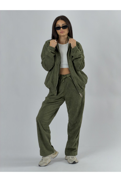 Velvet khaki women's suit coc3475