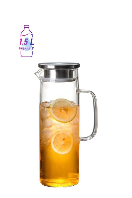 Glass Carafes Glasses Water Jug Container Water Pitcher Glass Pitcher With Stainless Steel Lid (1.5L stainless steel cover)