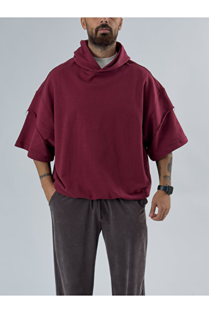 Oversize hooded burgundy men's hoodie coc3480