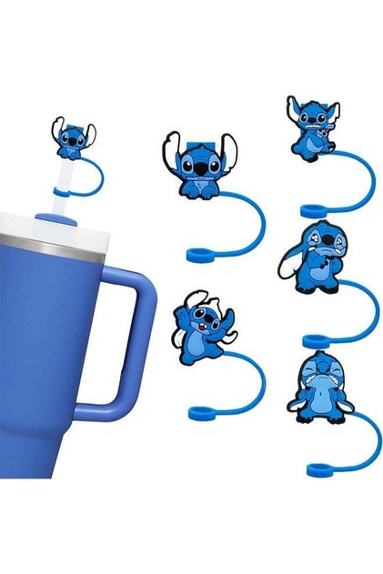 5Pcs Straw Cover Cap for Stanley Cup Silicone Straw Topper Compatible with 30&40 Oz Tumbler with Handle 10mm 0.4in Dust-Proof Reusable Straw Tips Lids (Lilo & Stitch)