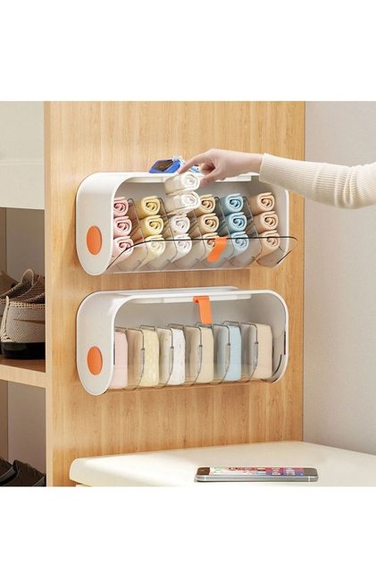 Wall Mounted Underwear Storage Box Socks Panties Storage Organizer 6 Cells (Pack of 1)