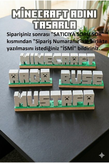 İsme Özel Minecraft Blokları 3D Masa Üstü Dekor (2-9 HARF) - Kişiye Özel Minecraft Tasarım