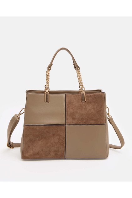 Women Beige And Brown Panelled Day Bag