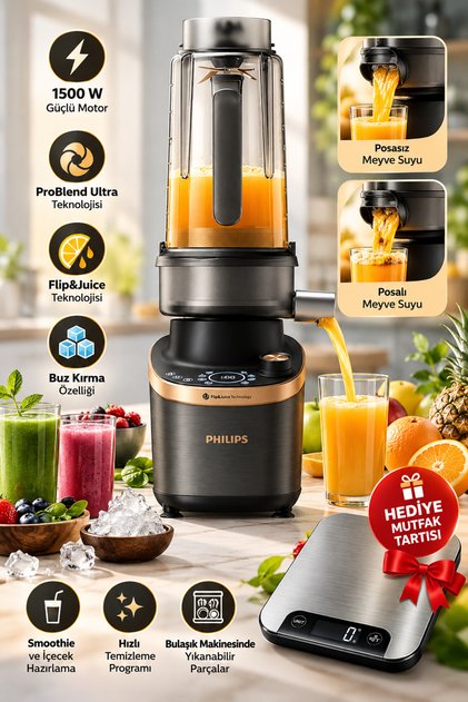 Flip&Juice 1500W Blender ve Meyve Sıkacağı + Mutfak Tartısı Hediyeli