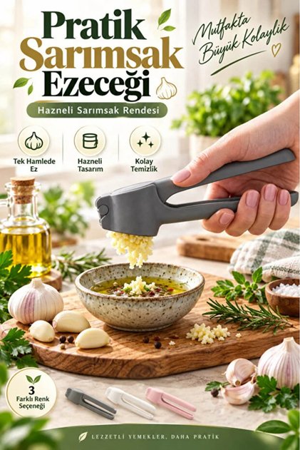 Ergonomik Pratik Hazneli Sarımsak Ezeceği Rendesi Ergonomik Sarımsak Ezici Mutfak Aparatı