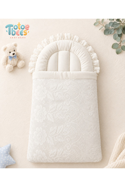 Luxury Lace Newborn Baby Sleeping Bag & Head Support Nest – Breathable Cotton Infant Swaddle Blanket & Sleep Bag for Baby Boy / Girl