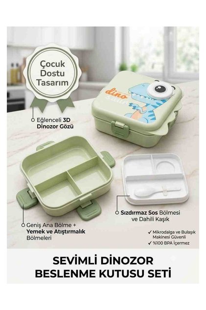 House Beslenme Kabı 3 Bölmeli Kilitli Sızdırmaz Kapak 17X17 Hayvan Figürlü Lunch Box Plastik
