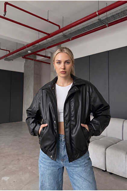 Viral Bol Kalıp Oversize Leather Jacket