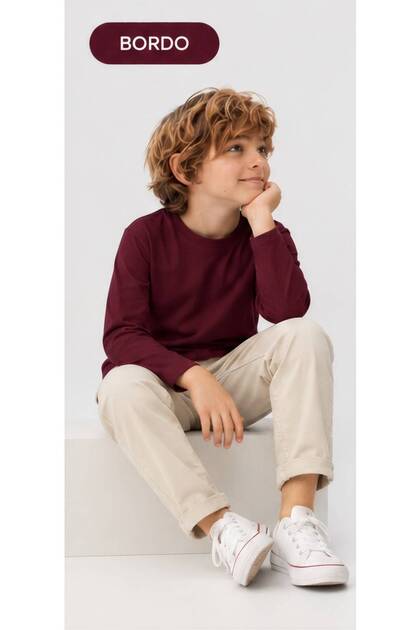 Children's Unisex Long Sleeve Basic T-Shirt 100% Cotton