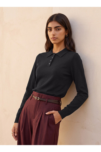 Youth Polo Sweater with Ribbed Hem