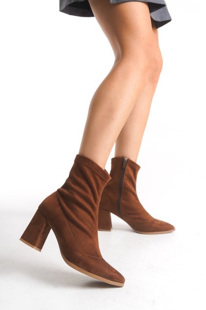 Women's Special Design Stretch Ankle-Length Mid-Heel Boots with Zipper