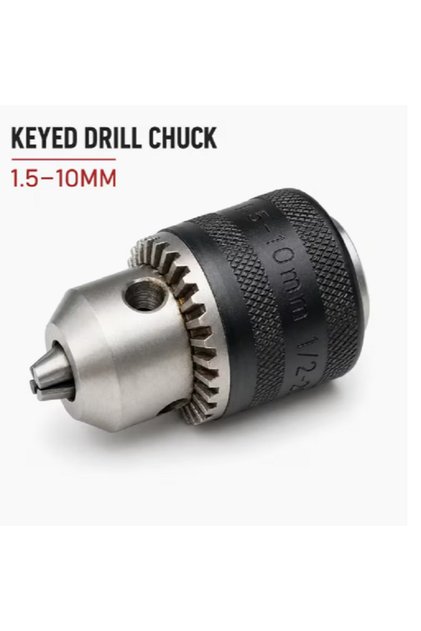 1.5-10mm Keyed Drill Chuck, 1/2"-20 UNF Thread, 10mm 3/8" Capacity Replacement Drill Chuck for Electric Drill, Drilling Tool Accessory