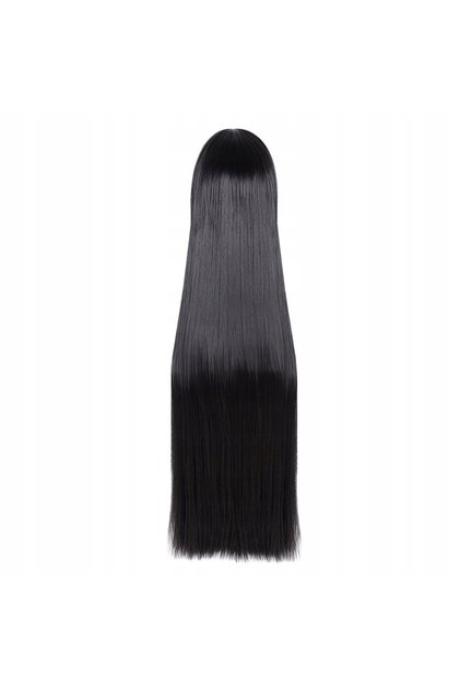 Perucă de damă, păr lung, negru, breton roșu-carmesoin, cosplay, costum fantezie W60