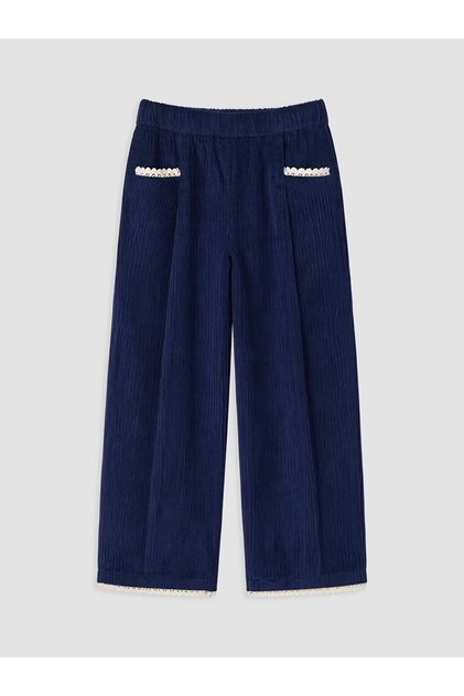 Lcw Kids Navy Blue Regular Fit Girls' Velvet Trousers