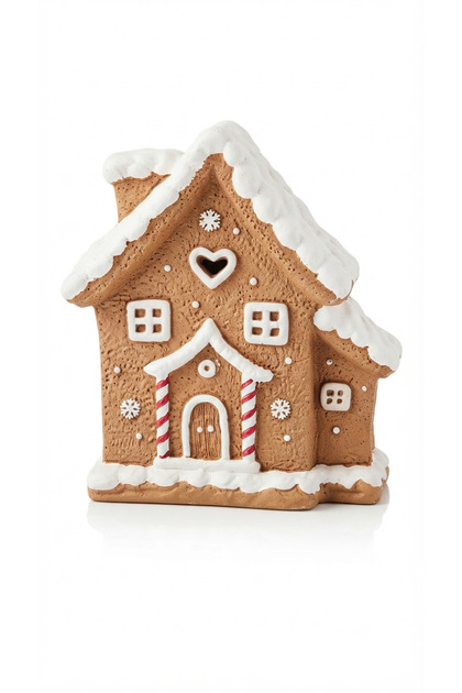 Dekoratif Yılbaşı Kurabiye Ev Biblo 40x32 cm Sonbahar Kış Temalı Gingerbread Ev Dekoru