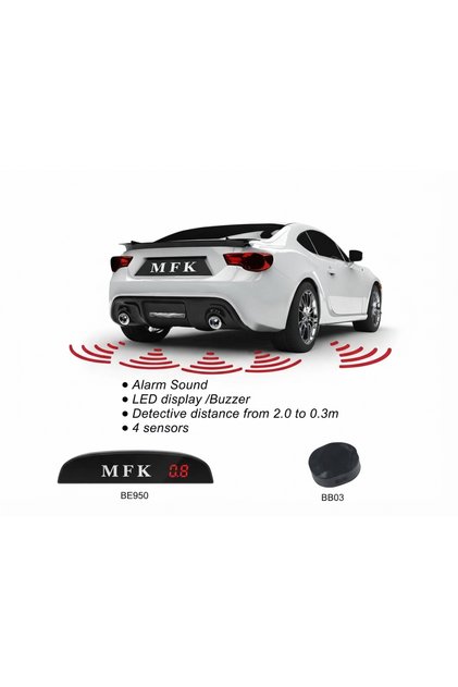 Park Sensörü 4 Sensörlü 22 mm Sesli LED Ekranlı Geri Görüş Park Sistemi ( SİYAH )
