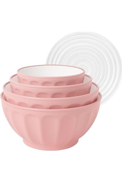 Castaway Deep Plastic Nesting Bowl, 5.07 Quart, Pink