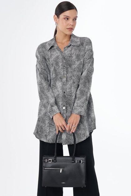 Spotted Viscose Tunic Black