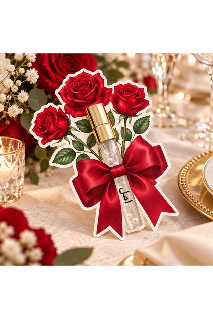 عطر الورد الأحمر لهدايا حفلات الزفاف، 6 بطاقات و6 زجاجات عطر مملوءة | توزيعات عطر الورد الأحمر، ٦ قطع