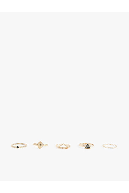 Set of 5 Textured Stone Rings