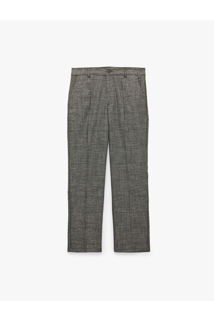 Viscose Blended Pocketed Plaid Fabric Trousers