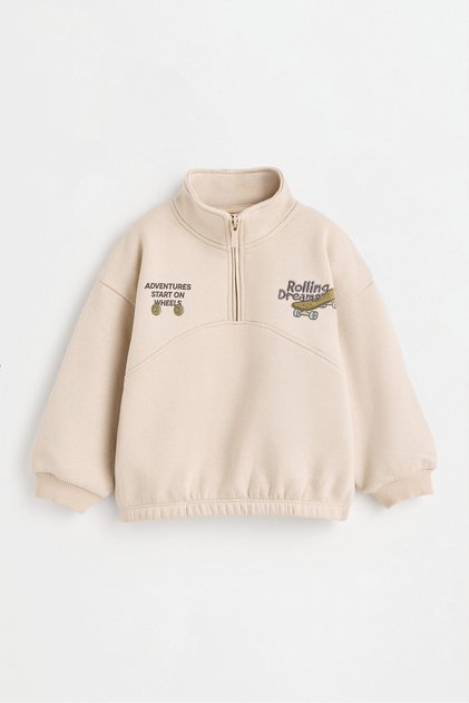 Fermuarlı dik yaka sweatshirt