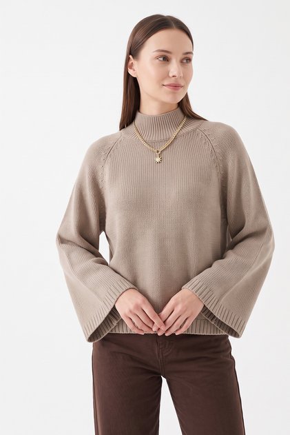 High Collar Oversize Sweater T2607 - Vi̇zon