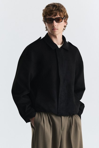 Hidden Zipper Faux Suede Coat