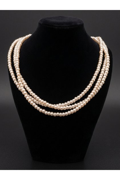 Women's 3 Row Majorca Pearl Layered Necklace for Wedding and Engagement