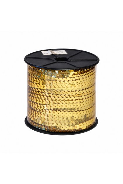 Sequins in Row Light Gold 6 mm 90 Meters Ornament Decoration Hobby Handicraft