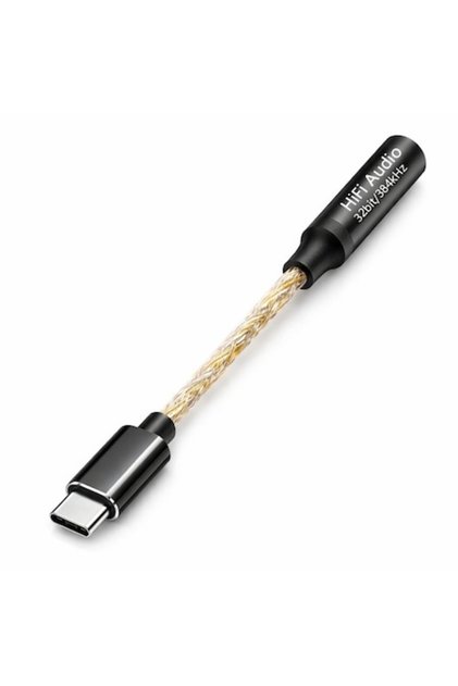 ® Adaptor audio USB-C la jack de 3,5 mm, DAC Hi-Res 32-bit / 384 kHz, Design durabil, Compatibil cu telefoane, tablete și laptopuri, Negru-Auriu