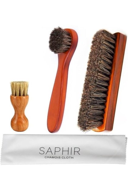Set of 4 Horsehair Shoe Polishing Brushes, Used for Shoe Care and Cleaning.