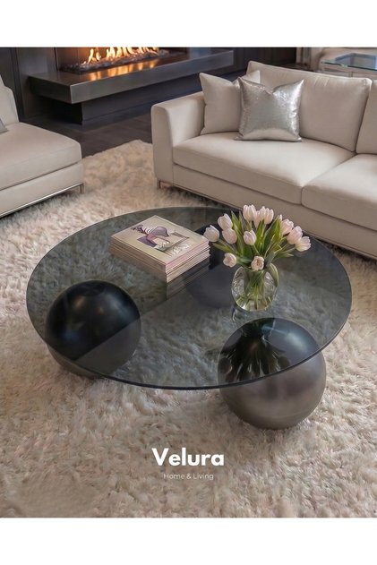 Küre Orta Sehpa - Silver - Yuvarlak Füme
