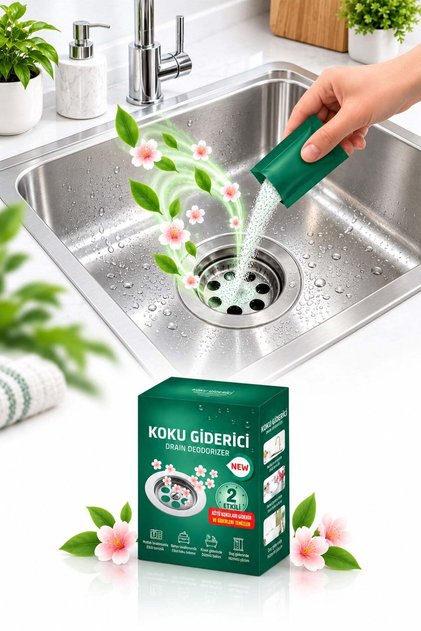 2'li Lavabo Gider Koku Giderici Toz Anında Etkili Mutfak Banyo Gider Temizleyici Ferahlatıcı