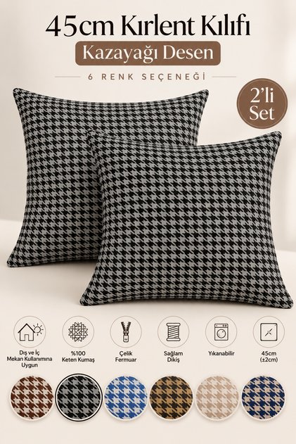 2'li Kazayağı Kırlent Kılıfı 45cm - Yıkanabilir