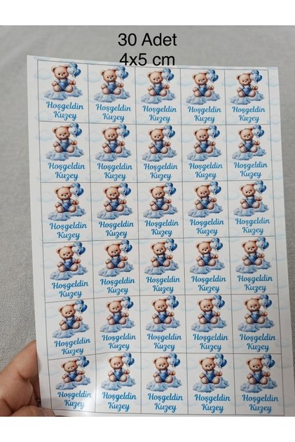 Kişiye Özel Kolonya ve Çikolata Etiketleri - Baby Shower Sticker (4x5 cm, 30 Adet)