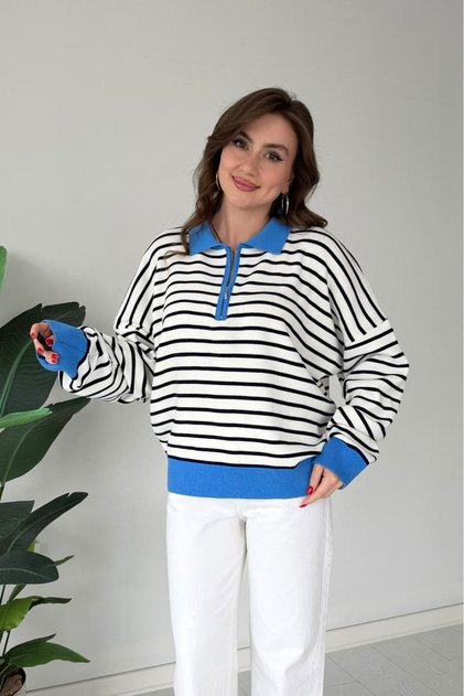 Collared Striped Sweater