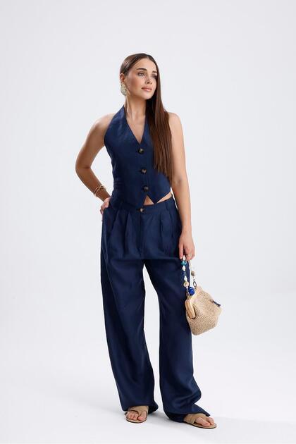 Clara 100% Linen Vest Trousers Double Summer Suit