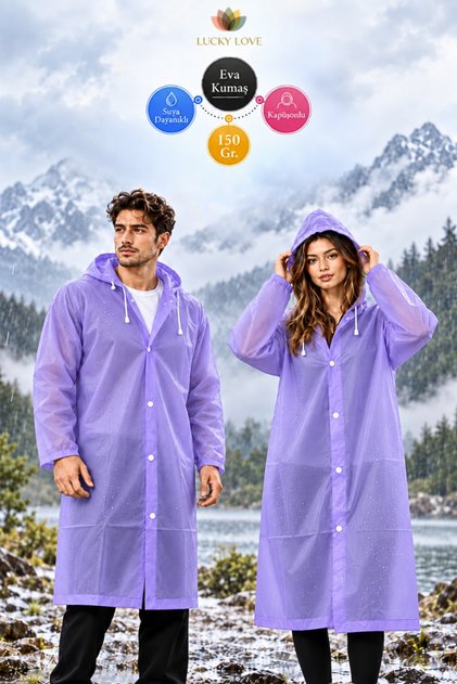 Unisex Purple Eva Fabric Water Windproof Adult Raincoat Spring Autumn
