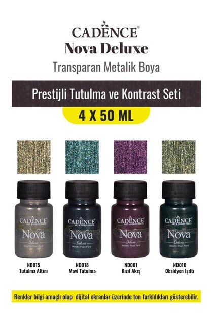 4X50ML Nova Deluxe Transparan Metalik Boya - Prestijli Tutulma ve Kontrast Seti