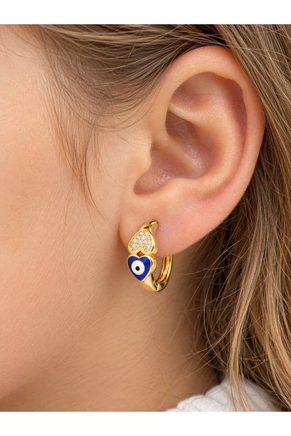 Kız Çocuk 14K Gold Altın Kaplama Zirkon Taşlı Kelebek Kararmaz Halka Küpe