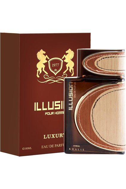 Illusion New Luxury, Men's Eau de Parfum, Woody Aromatic, 100ml, with Pink Pepper, Bergamot, Cardamom, Leather, Oud, Musk