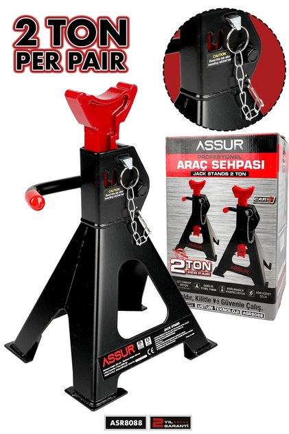 2 Ton Oto Kriko 2 Adet Kriko Destek Sehpası Emniyet Pimli Araç Sehpası