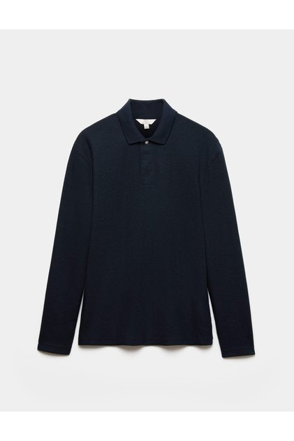 Fitilli Uzun Kollu Polo Yaka T-Shirt