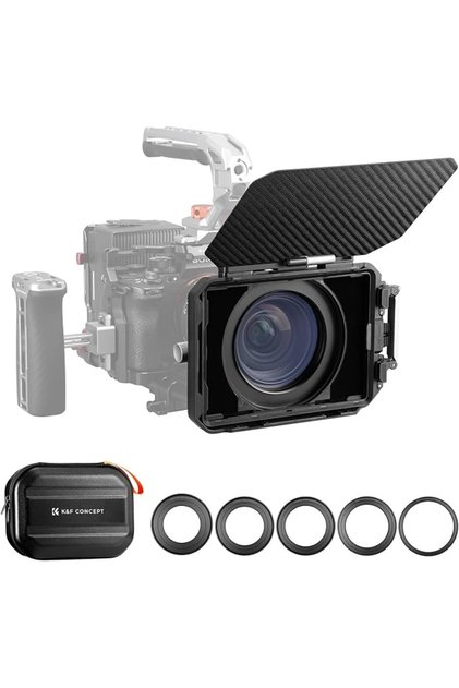 Matte Box 4 x 5.65 with Top Flag for DSLR and Mirrorless Cameras with 67 mm/72 mm/77 mm/